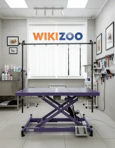 Стол для груминга MF wikiGROOM S801 Лавандовый раф c розетками и органайзером