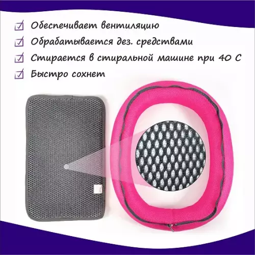 Лежак ветеринарный противопролежневый COSYPOP для животных серый/фуксия 85*53 см