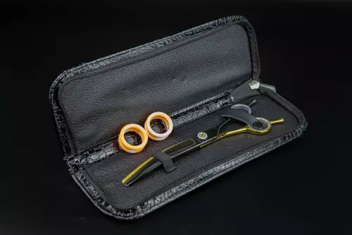 Ножницы MOON BENT 7.0 QQ70 black&gold филировочные изогнутые