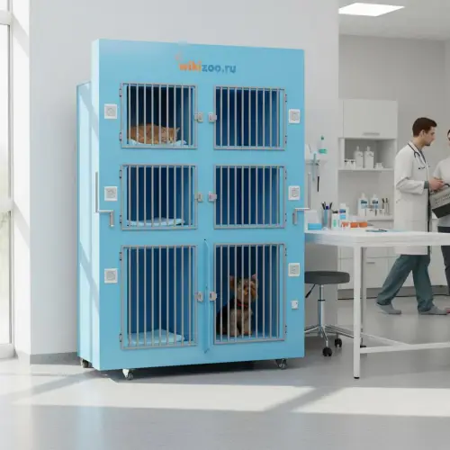 Модуль (стационар) wikiVET 5 клеток 3 яруса из полипропилена СТАНДАРТ без системы вентиляции с решетками