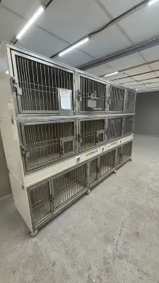 Модуль (стационар) wikiVET 11 клеток 3 яруса из полипропилена+нержавеющая сталь 0001