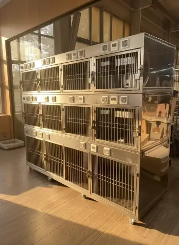 Модуль (стационар) wikiVET 10 клеток 3 яруса из нержавеющей стали 0002