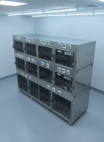 Модуль (стационар) wikiVET 10 клеток 3 яруса из нержавеющей стали 0002